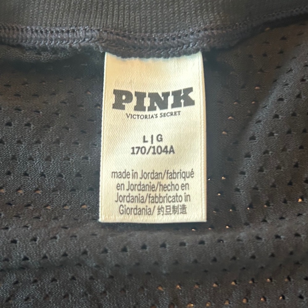 PINK Victoria's Secret Tank Top Large Black Mesh Muscle Crop Shirt Lightweight - Picture 3 of 4